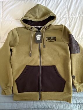 Crooks & Castles Olive Green Hoodie with Black Accents